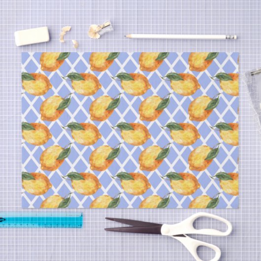 Light Blue mit Lemons Seidenpapier (Handwerk)