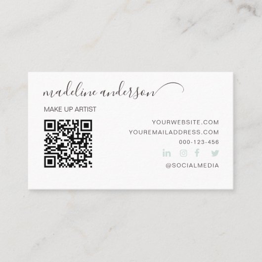 Light Blue mit QR Code Berufliche Visitenkarte (Vorderseite)