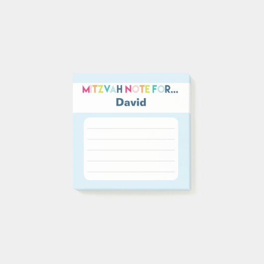 Light Blue Mitzvah Hinweis: 3x3 Sticky Pad Post-it Klebezettel (Vorderseite)