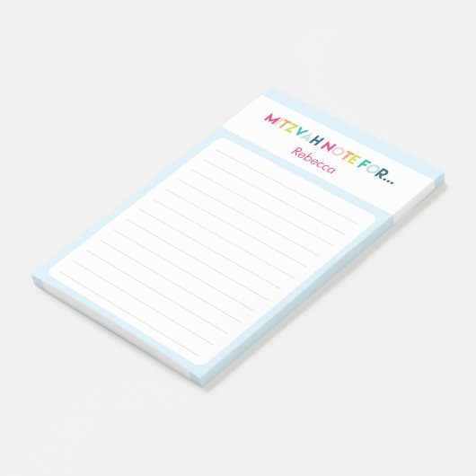 Light Blue Mitzvah Hinweis: 4x6 Sticky Pad Post-it Klebezettel (angewinkelt)