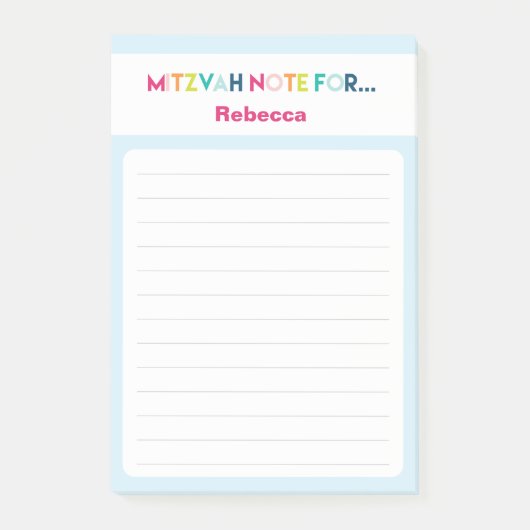 Light Blue Mitzvah Hinweis: 4x6 Sticky Pad Post-it Klebezettel (Vorderseite)