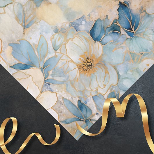 Light Blue Modern Abstract Roses  Seidenpapier