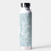 Light Blue Modern Botanical Pattern Monogram Trinkflasche (Links)