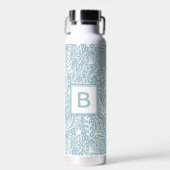 Light Blue Modern Botanical Pattern Monogram Trinkflasche (Vorne)