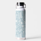 Light Blue Modern Botanical Pattern Monogram Trinkflasche (Rückseite)
