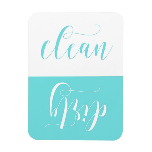 Light Blue Modern Calligraphy Dishwasher Magnet (Vertikal)