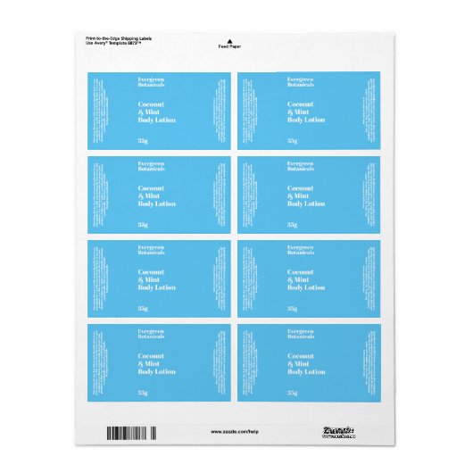 Light Blue Modern Cosmetics Flasche Label (Vorne)