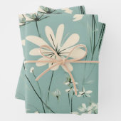 Light Blue Modern Groovy Daisy Blume Geschenkpapier Set (Beispiel)