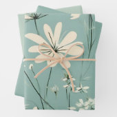 Light Blue Modern Groovy Daisy Blume Geschenkpapier Set (Beispiel)