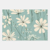 Light Blue Modern Groovy Daisy Blume Geschenkpapier Set (Vorderseite)