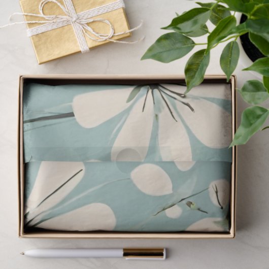 Light Blue Modern Groovy Daisy Blume Seidenpapier (Geschenk)