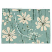 Light Blue Modern Groovy Daisy Flowers Große Geschenktüte (Rückseite)