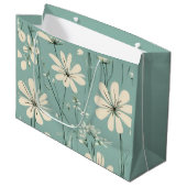 Light Blue Modern Groovy Daisy Flowers Große Geschenktüte (Vorderseite Schrägansicht)