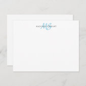 Light Blue Modern Stylish Brush Script Monogram Mitteilungskarte (Vorne/Hinten)