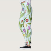 Light Blue Modern Tulip Muster Print Leggings (Links)