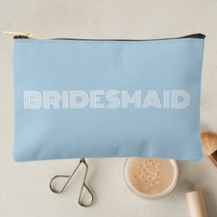 Light Blue Modern Typografie Bridesmaid Zubehörtasche