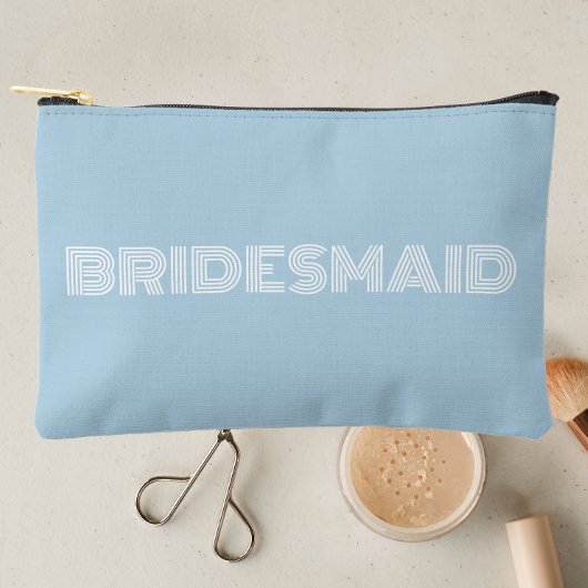 Light Blue Modern Typografie Bridesmaid Zubehörtasche
