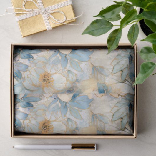 Light Blue Moderne Abstrakte Rose Seidenpapier (Geschenk)