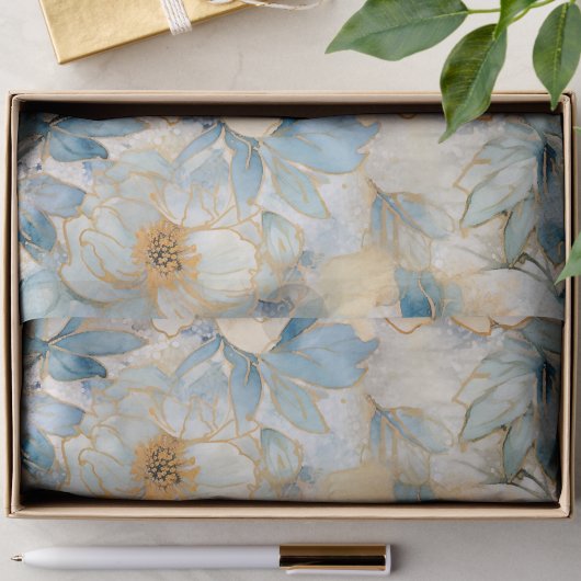 Light Blue Moderne Abstrakte Rose Seidenpapier