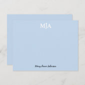 Light Blue Monogram 3 dreimalige Buchstaben Initia Mitteilungskarte (Vorne/Hinten)