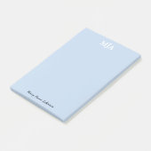 Light Blue Monogram 3 dreimalige Buchstaben Initia Post-it Klebezettel (angewinkelt)
