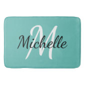 Light Blue Monogram Add your name Simple Trendy Badematte (Vorderseite)