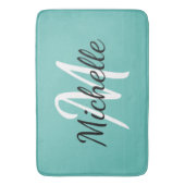Light Blue Monogram Add your name Simple Trendy Badematte (Vorderseite Vertikal)