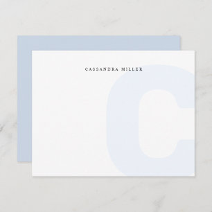 Light Blue Monogram Backname Mitteilungskarte