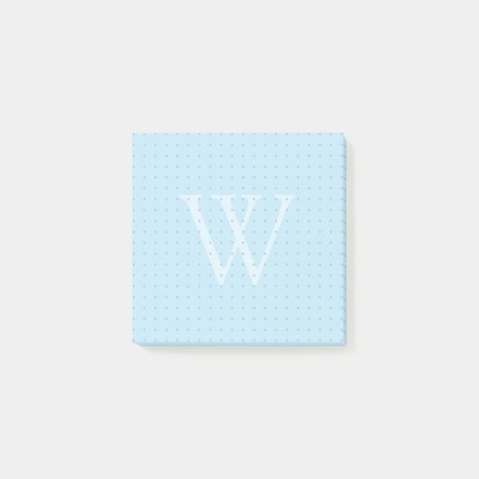 Light Blue Monogram Dot Grid Post-it Klebezettel (Vorderseite)