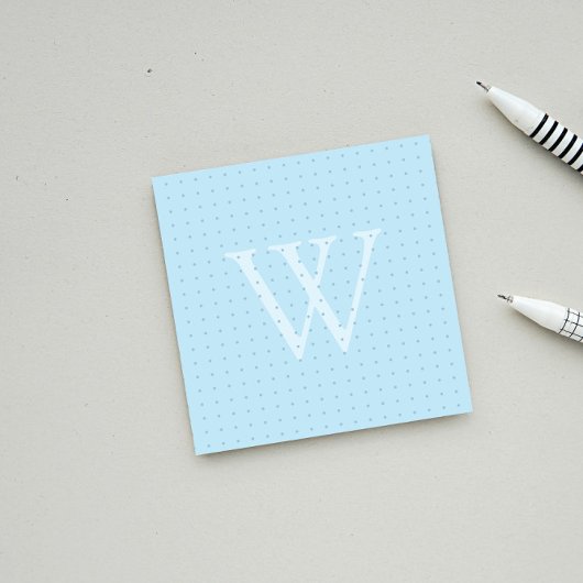 Light Blue Monogram Dot Grid Post-it Klebezettel