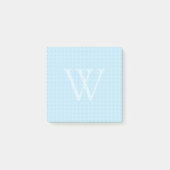Light Blue Monogram Dot Grid Post-it Post-it Klebezettel (Vorderseite)