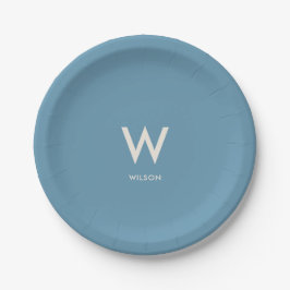 Light Blue Monogram Personal Party Pappteller
