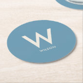Light Blue Monogram Personal Party Runder Pappuntersetzer (Angewinkelt)