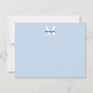 Light Blue Monogram Personalisiert Stationäre Gesc Mitteilungskarte