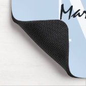 Light Blue Monogram Script Signature Elegant Mousepad (Ecke)