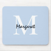 Light Blue Monogram Script Signature Elegant Mousepad (Vorne)