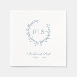 Light Blue Monogram Wreath Disposable Napkins Serviette