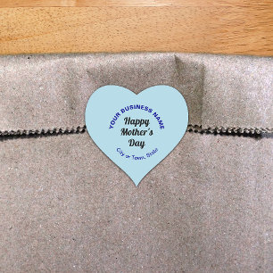 Light Blue Mother's Day Business Heart Sticker