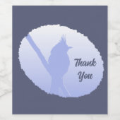 Light Blue Nature Bird Silhouette Vielen Dank Weinetikett (Einzelnes Label)