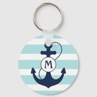 Light Blue Nautic Anchor Monogram Schlüsselanhänger