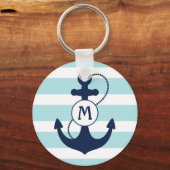 Light Blue Nautic Anchor Monogram Schlüsselanhänger (Vorderseite)