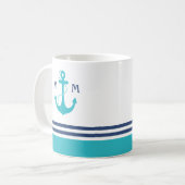 Light Blue Nautic Monogram Kaffeetasse (Vorderseite Links)