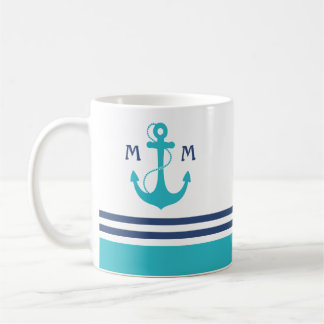 Light Blue Nautic Monogram Kaffeetasse