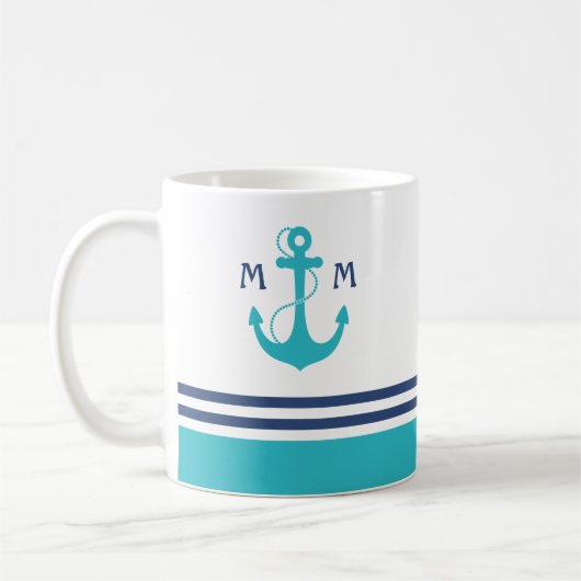 Light Blue Nautic Monogram Kaffeetasse (Links)