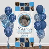 Light Blue & Navy 9 Foto Collage Abschluss Vinyl Banner