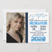 Light Blue & Navy Abschluss 2 Foto Einladung (Vorderseite)