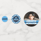 Light Blue & Navy Abschluss Foto Personalisiert Konfetti (Vorderseiten)