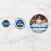 Light Blue & Navy Abschluss Foto Personalisiert Konfetti (Rückseiten)