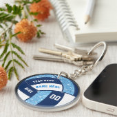 Light Blue, Navy Blue, White Volleyball Schlüssela Schlüsselanhänger (Vorderseite rechts)