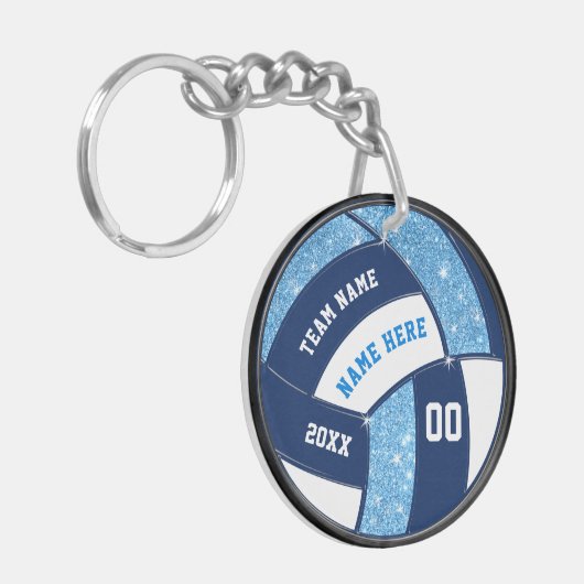 Light Blue, Navy Blue, White Volleyball Schlüssela Schlüsselanhänger (Vorderseite links)